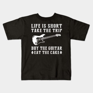 Guitar Serenade: Strumming Through Life's Adventures and Desserts! Kids T-Shirt